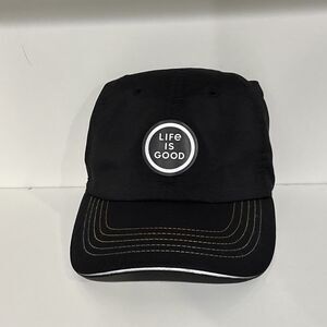 Life Is Good Black Chill Cap Rubberized Logo Patch Rainbow Stitching Hat OS
